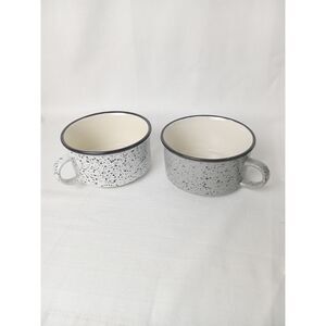 Atelier Chefs Speckled Soup Bowls Mugs Set of 2 Black White Ceramic 5"